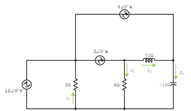 8 20°A
220°A
I2
I3
I4
62
-j207
1220°v
I1
