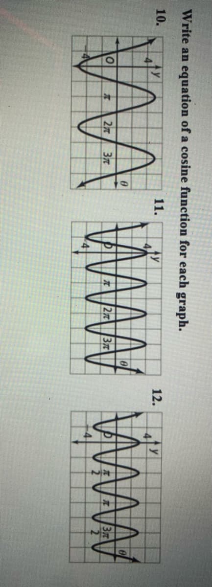 Write an equation of a cosine function for each graph.
10.
y
4-
11.
12.
AA WA
37
27
