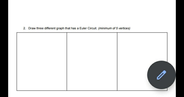 2. Draw three different graph that has a Euler Circuit. (minimum of 5 vertices)
