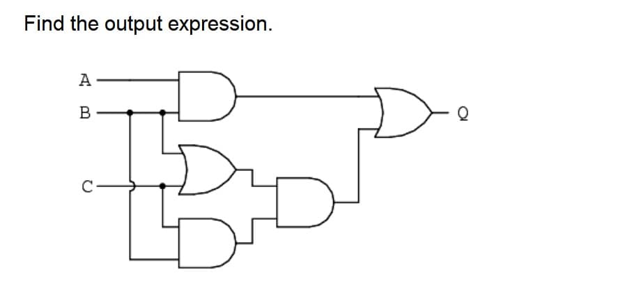 Find the output expression.
A
B
T
C
- 0