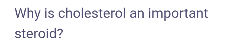 Why is cholesterol an important
steroid?