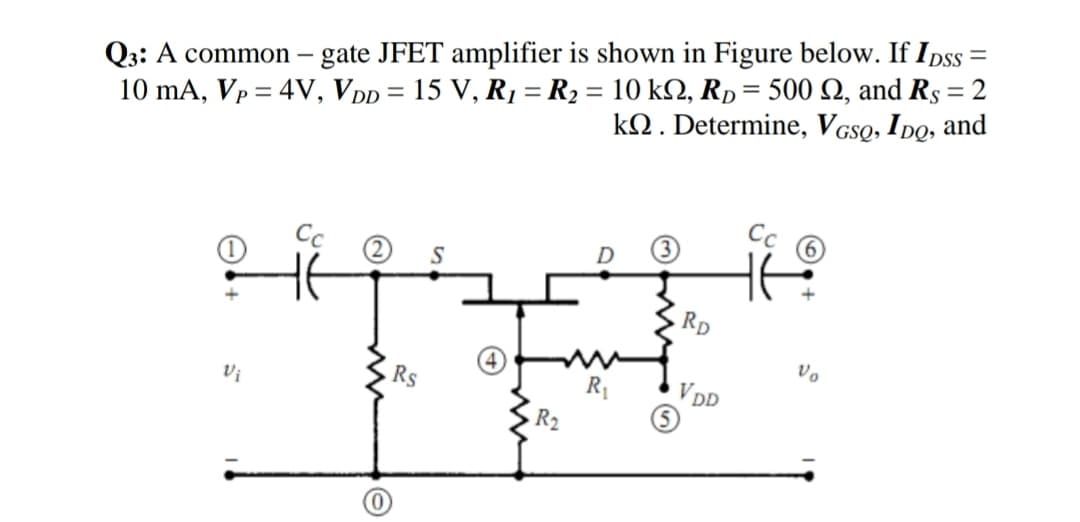 R -R, 10 kΩ, R- 500 Ω, and E
kQ. Determine, VGsQ, IDa
