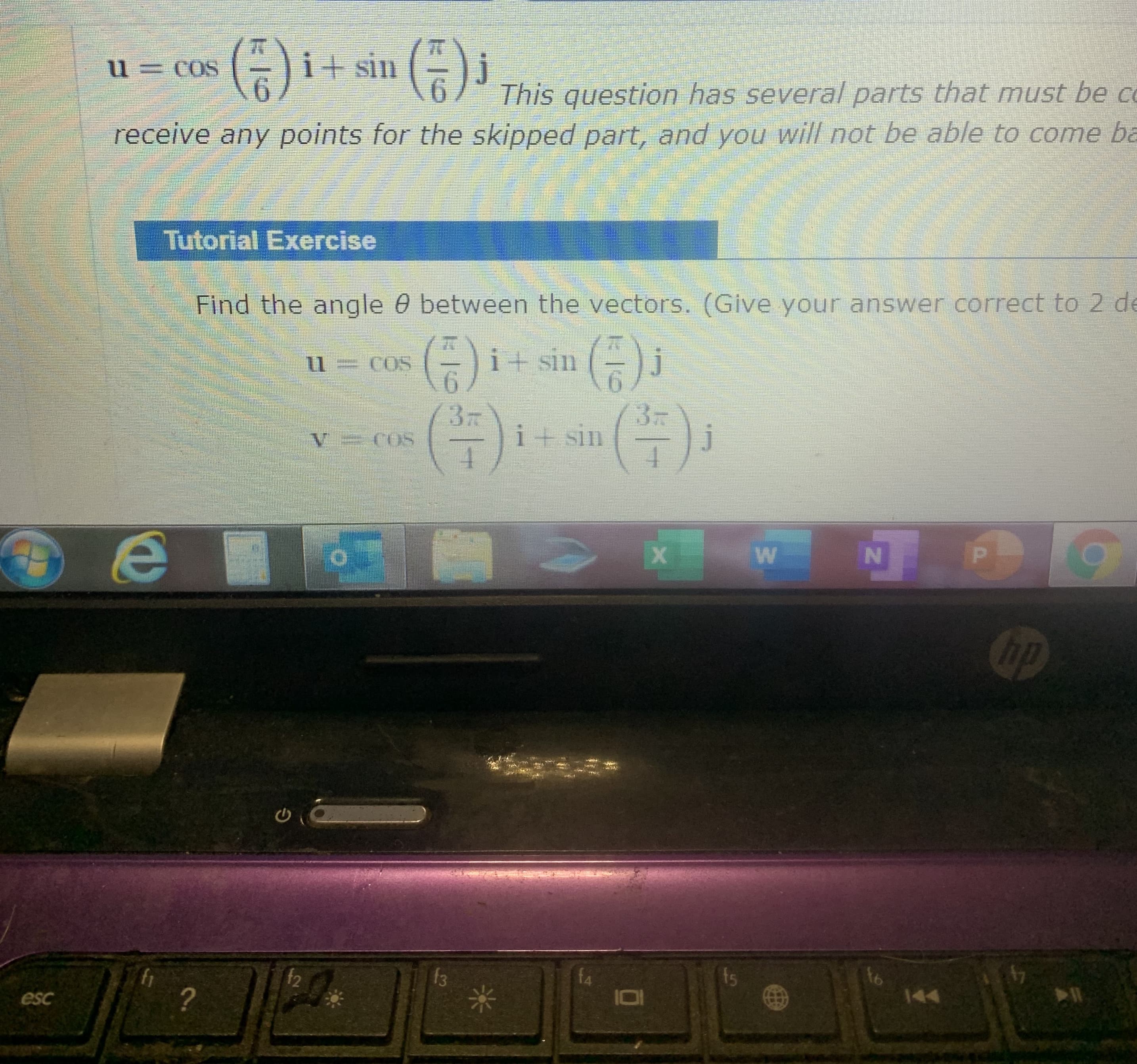 Find the angle 0 between the vectors. (G
E
i+ sin (-)j
u=COS
V=COS
i+ sin
