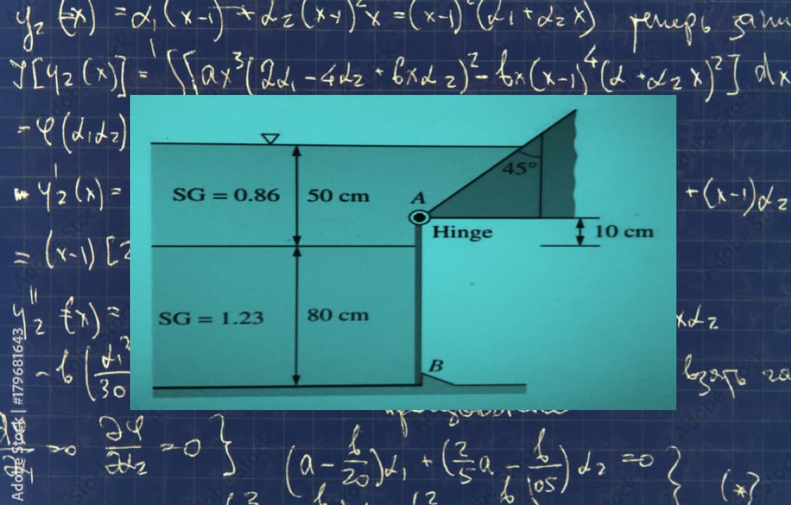 ax
%3D
キ
Y2(^)=
SG = 0.86
45°
50 cm
ミ
Hinge
10 cm
dove S
SG = 1.23
80 cm
.30
28
0-
a -
Adobe
to
(2
Adoe Stock | #179681643 S
