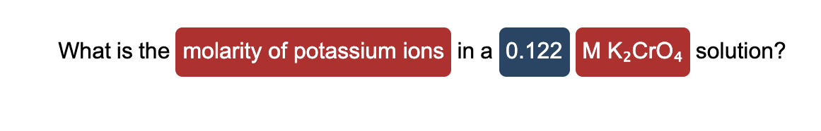 What is the molarity of potassium ions in a 0.122 | M K2CrO4 solution?
