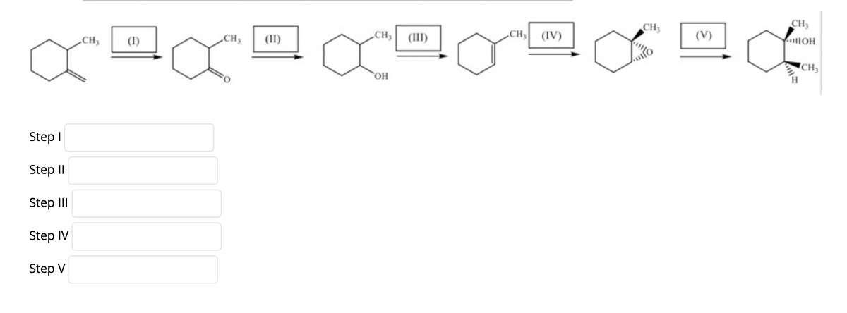 CH
CH3
„CH3 (II)
„CH (IV)
(V)
CH3
(I)
„CH3
(II)
CH3
Step I
Step II
Step III
Step IV
Step V
