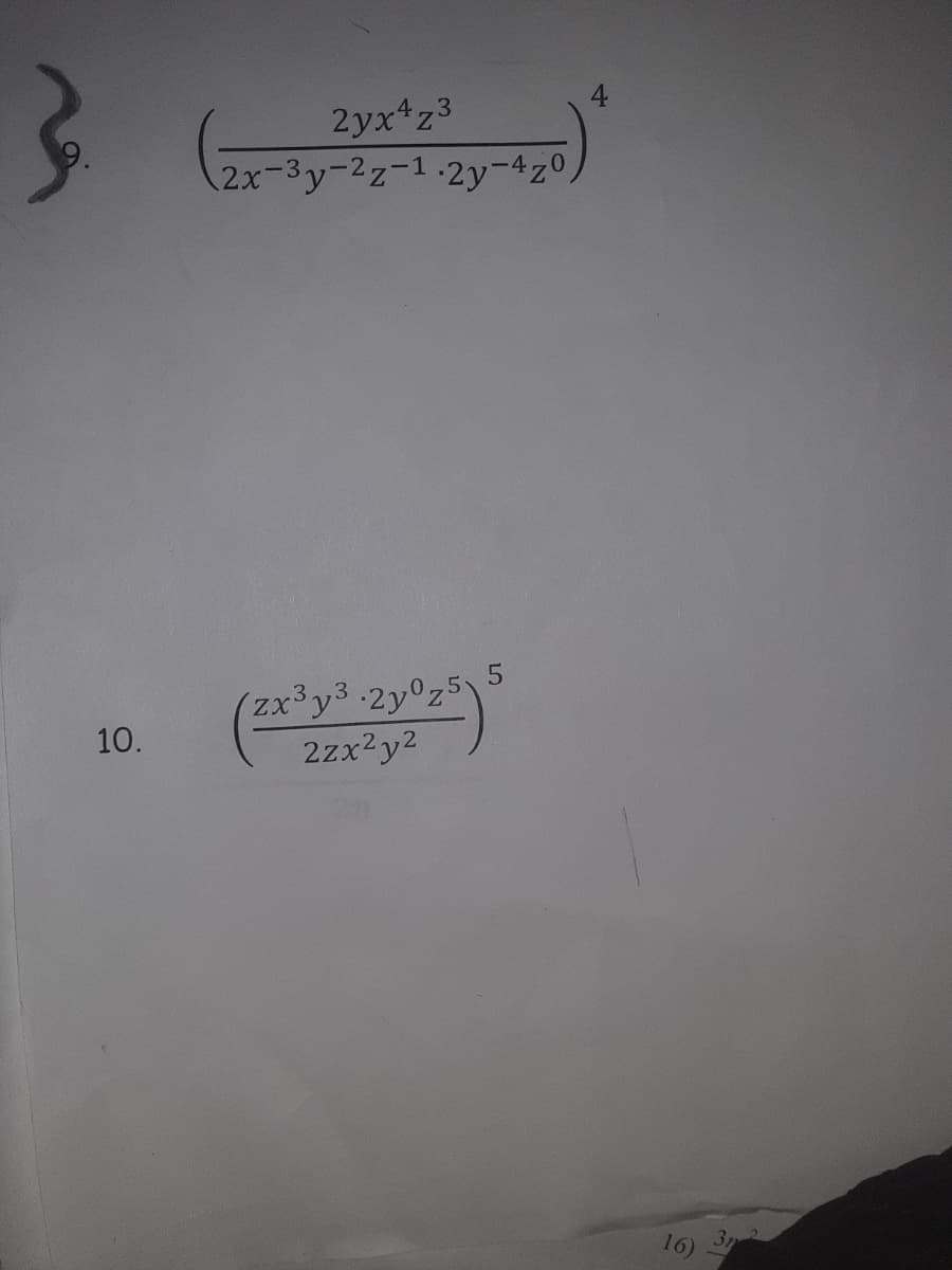 2yx z3
2x-3y-2z-1.2y-4z0
zx³y3.2y°z5
10.
2zx?y2
