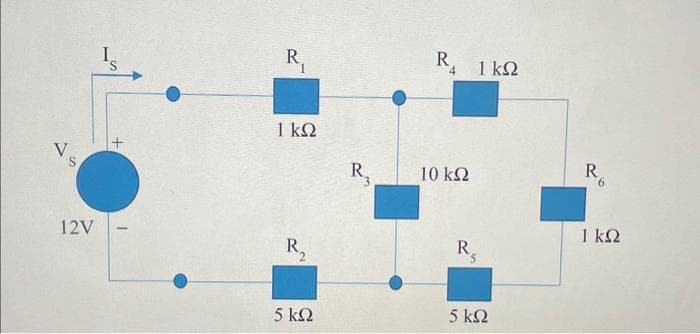 V
12V
+
R₁
1 ΚΩ
R₂
5 ΚΩ
R.
R
4
10 ΚΩ
R₂
5 ΚΩ
1 ΚΩ
R
6
1kΩ