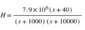 7.9х 10%(5+ 40)
H =
(s+ 1000) (s+ 10000)
