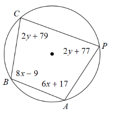 C
2у + 79
2у + 77
8х - 9
В
6х + 17
A
