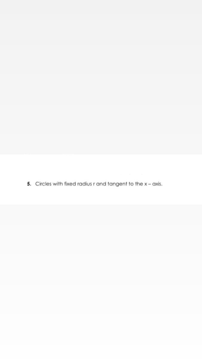 5. Circles with fixed radius r and tangent to the x-axis.