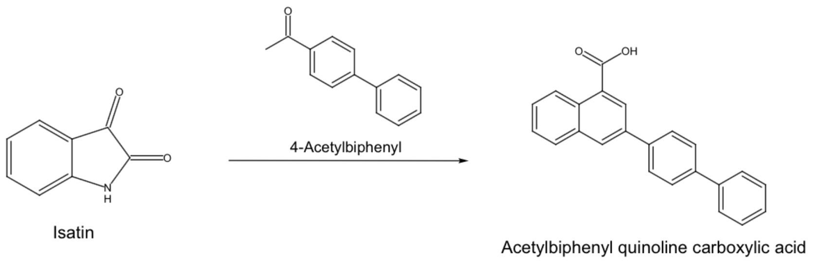 OH
4-Acetylbiphenyl
Isatin
Acetylbiphenyl quinoline carboxylic acid
