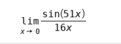 sin(51x)
lim-
16x
