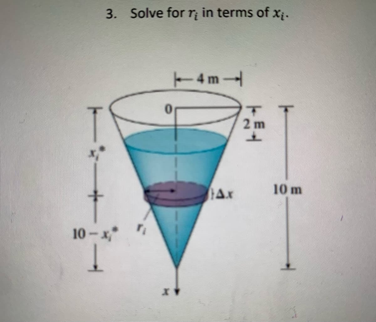 3. Solve for r in terms of xị.
T4m
0.
2 m
Ax
10 m
10-x*
