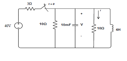 t = 0
100
10mF
V
40V
100
4H
