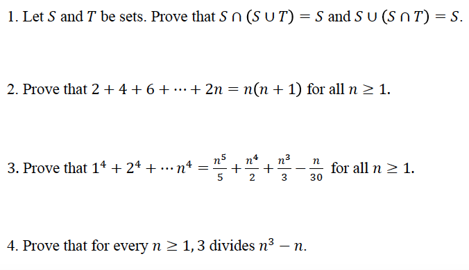 . Let S and T be sets. Prove that S n (S U T) = S and S U (S n T) = S.
