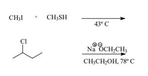 CH;I
CH;SH
43° С
Na BCH,CHs
CНCH-ОН, 78°С
