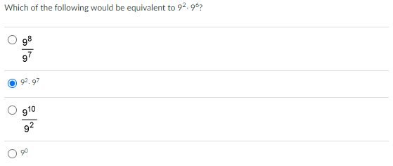 Which of the following would be equivalent to 92. 96?
98
97
92. 97
910
92
