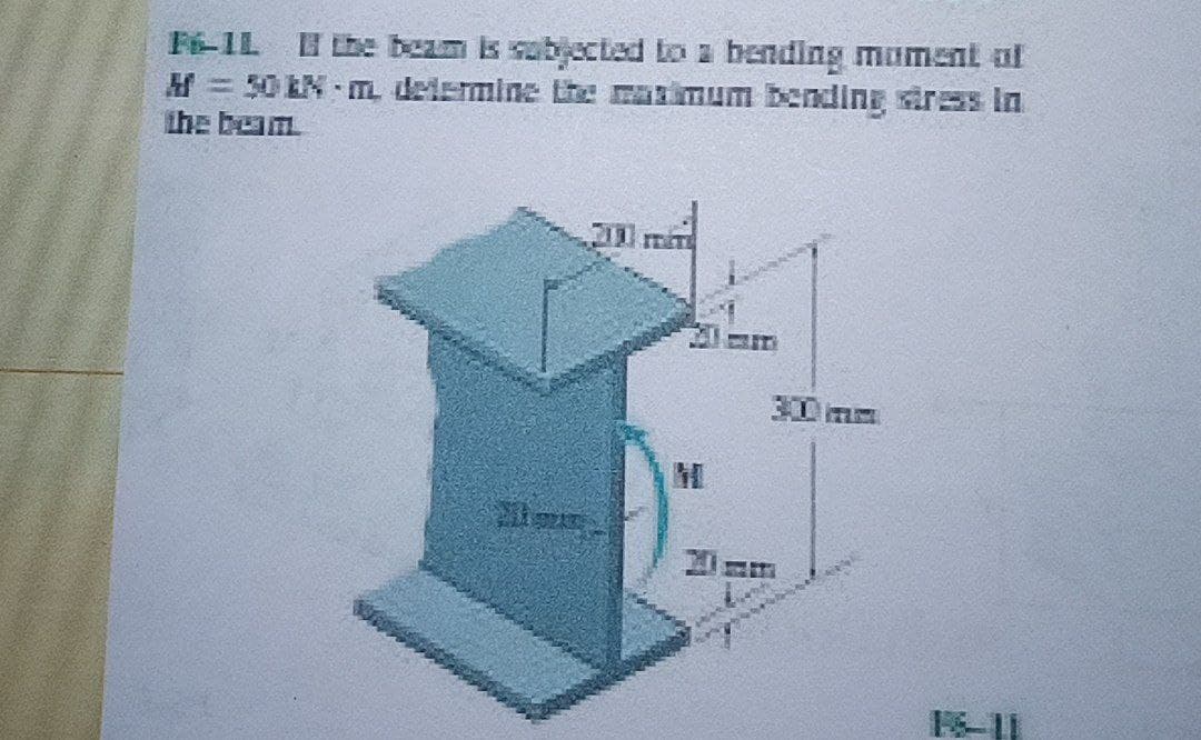 Fi-IL Hbe beam s subjectad to a bending mument af
H=50 LN m delemine e matimum bending ares in
the beam
30mm
