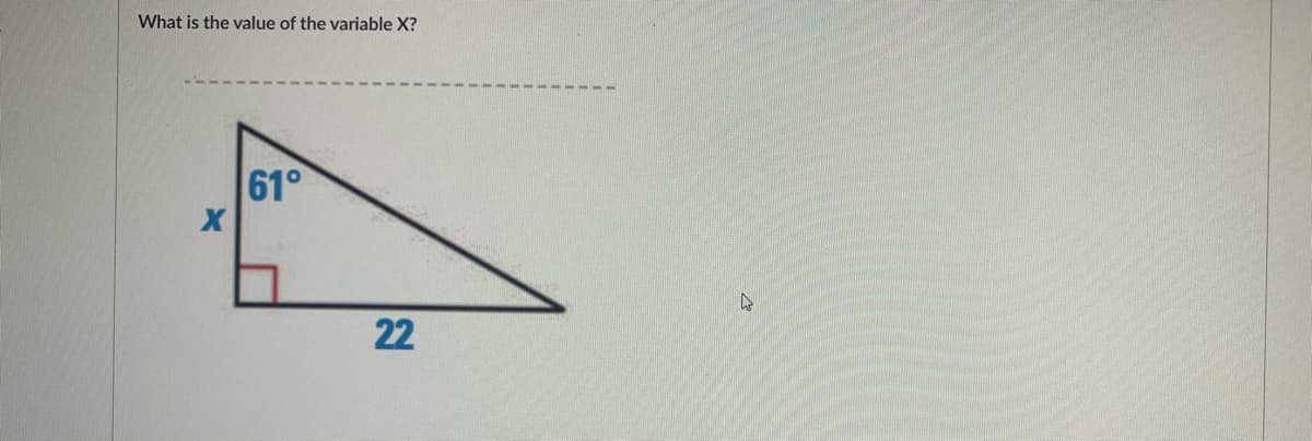 What is the value of the variable X?
61°
22
