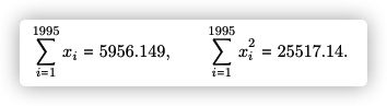 1995
1995
X; = 5956.149,
2
25517.14.
i=1
i=1
