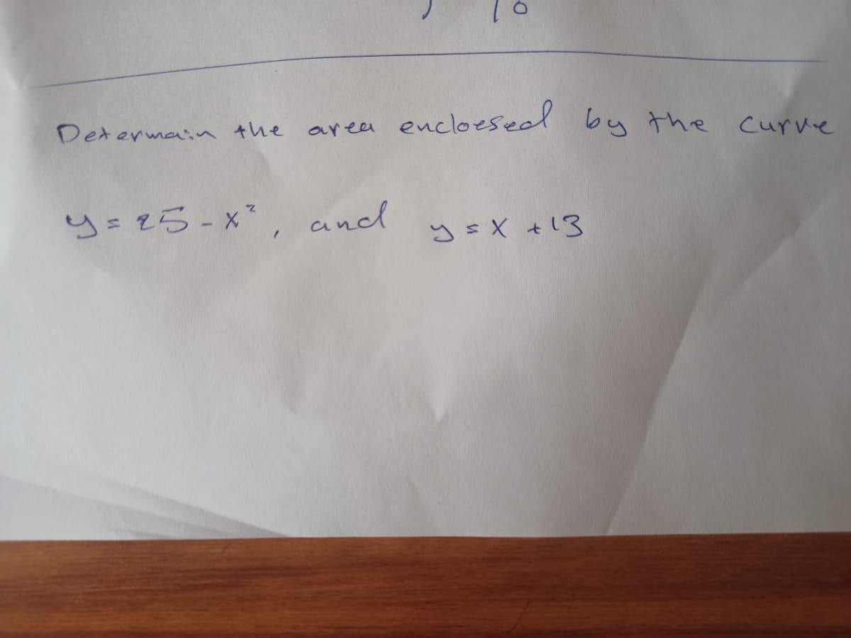 Determain the
encloesed by the curve
area
ら=25 -x*
and
ysX t!3
