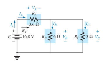 + VA -
RA
3.6 0
'c
B
+
RT
61 VB
Rc
3N Vc
E
-16.8 V
