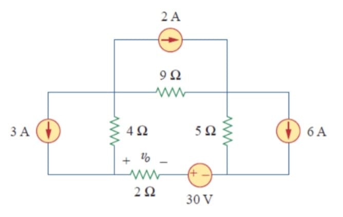 2 A
ЗА
4Ω
5Ω
6 A
+
30 V
