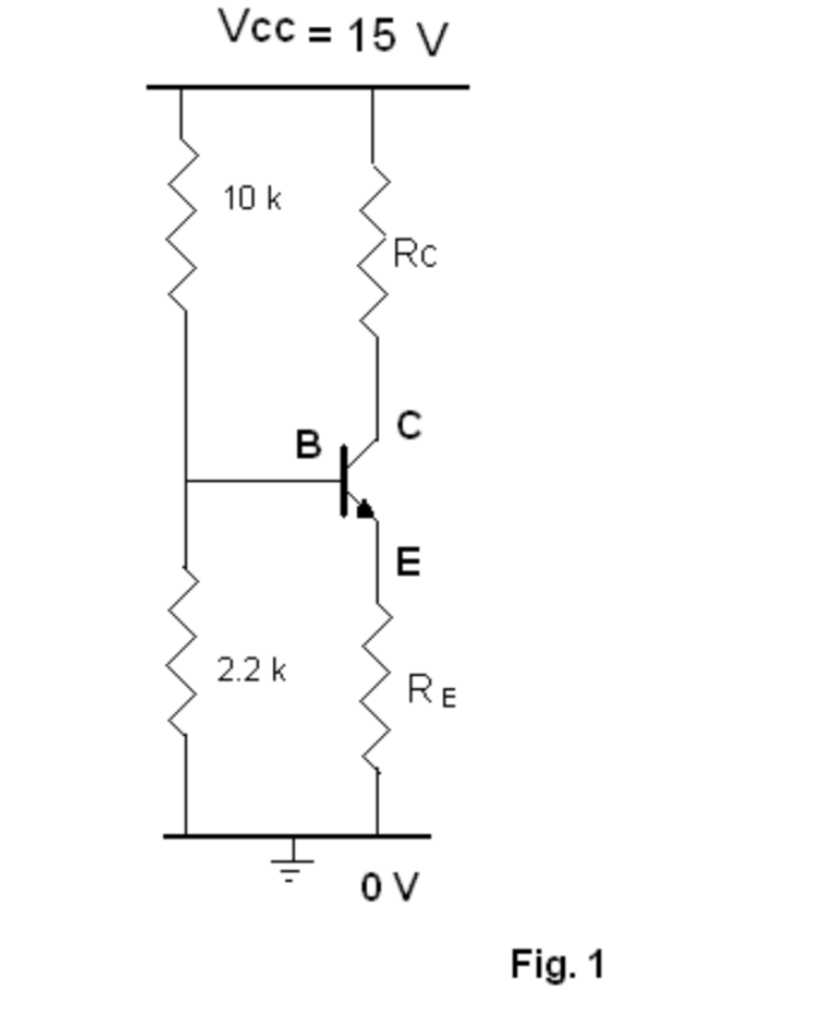 Vcc = 15 V
10 k
Rc
B
E
2.2 k
RE
OV
Fig. 1
