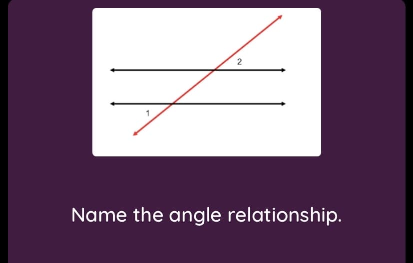 2
1
Name the angle relationship.
