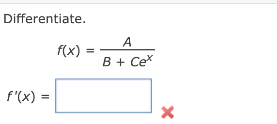 Differentiate.
A
f(x)
В + Сех
f'(x) :
%3D
II
