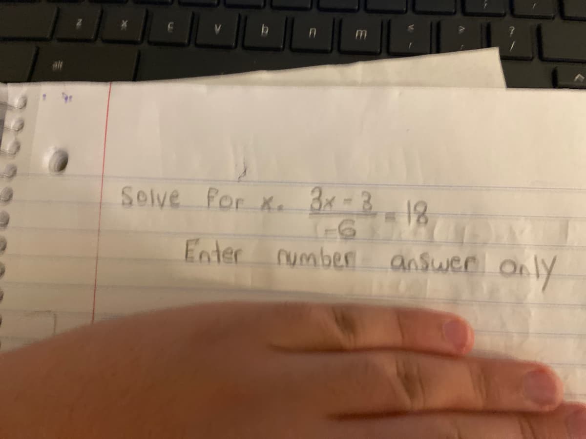 Selve for x.
3x-312
Enter rumber answer only
