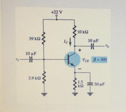 +22 V
10 k2
Ict
39 kQ
10 µF
10 µF
VCE B= 100
3.9 k2
1.5
kQ
50 uF
