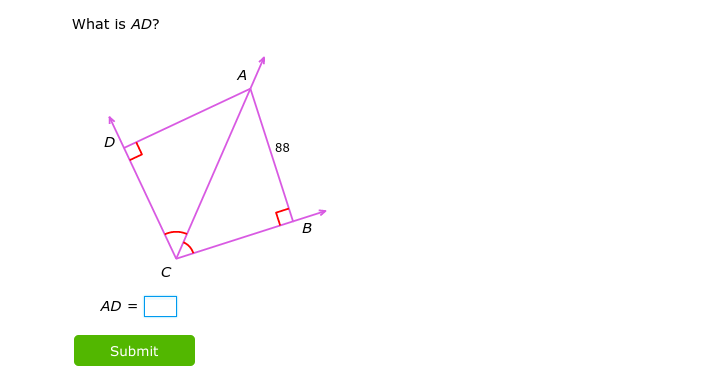 What is AD?
O
AD =
Submit
с
A
88
B