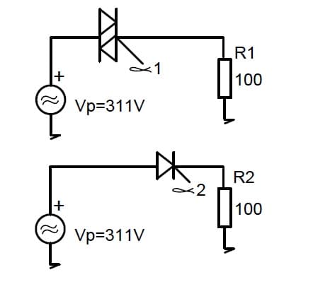 1
R1
<1
100
Vp=311V
R2
2
100
Vp=311V
+
