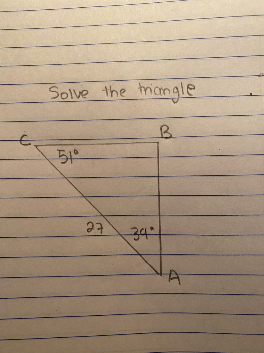 Solve the
miangle
51°
27
अ
