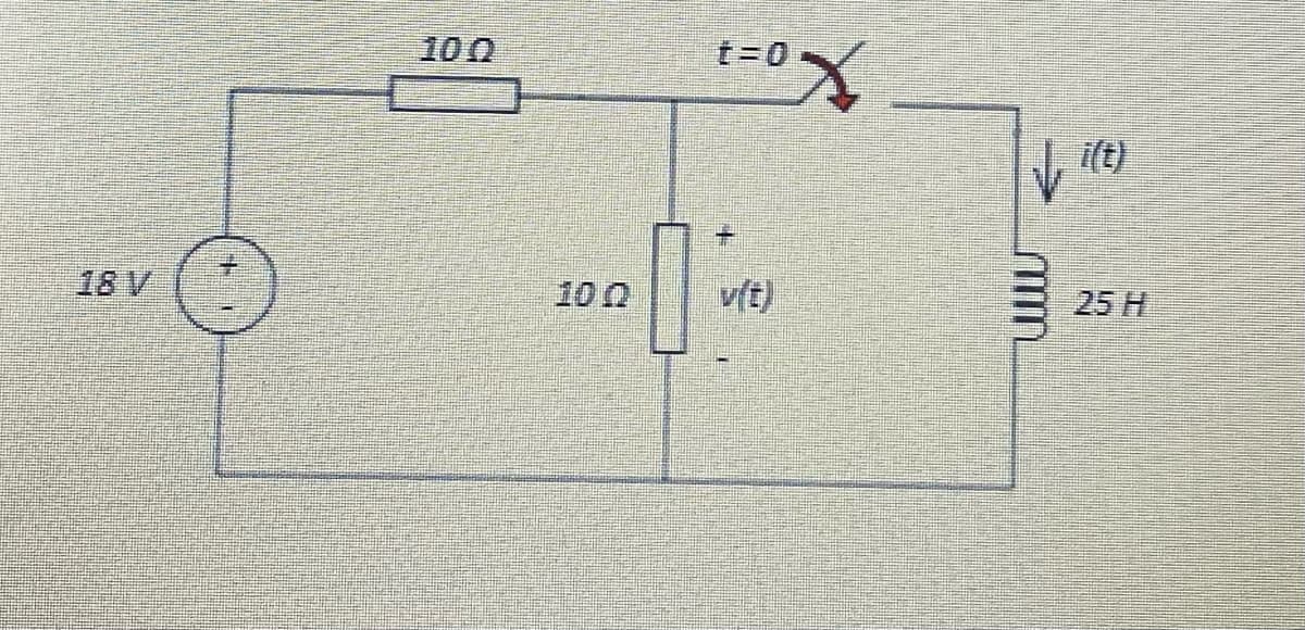 10 0
t=0
i(t)
18 V
100
v(t)
25 H
