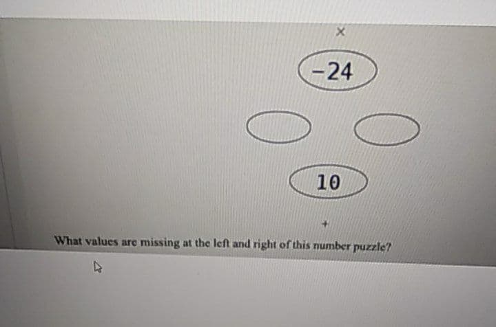 (-24
10
What values are missing at the left and right of this number puzzle?
