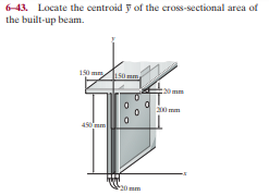 6-43. Locate the centroid y of the cross-sectional area of
the built-up beam.
190m s
0 mm
490mm
