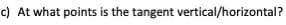 c) At what points is the tangent vertical/horizontal?
