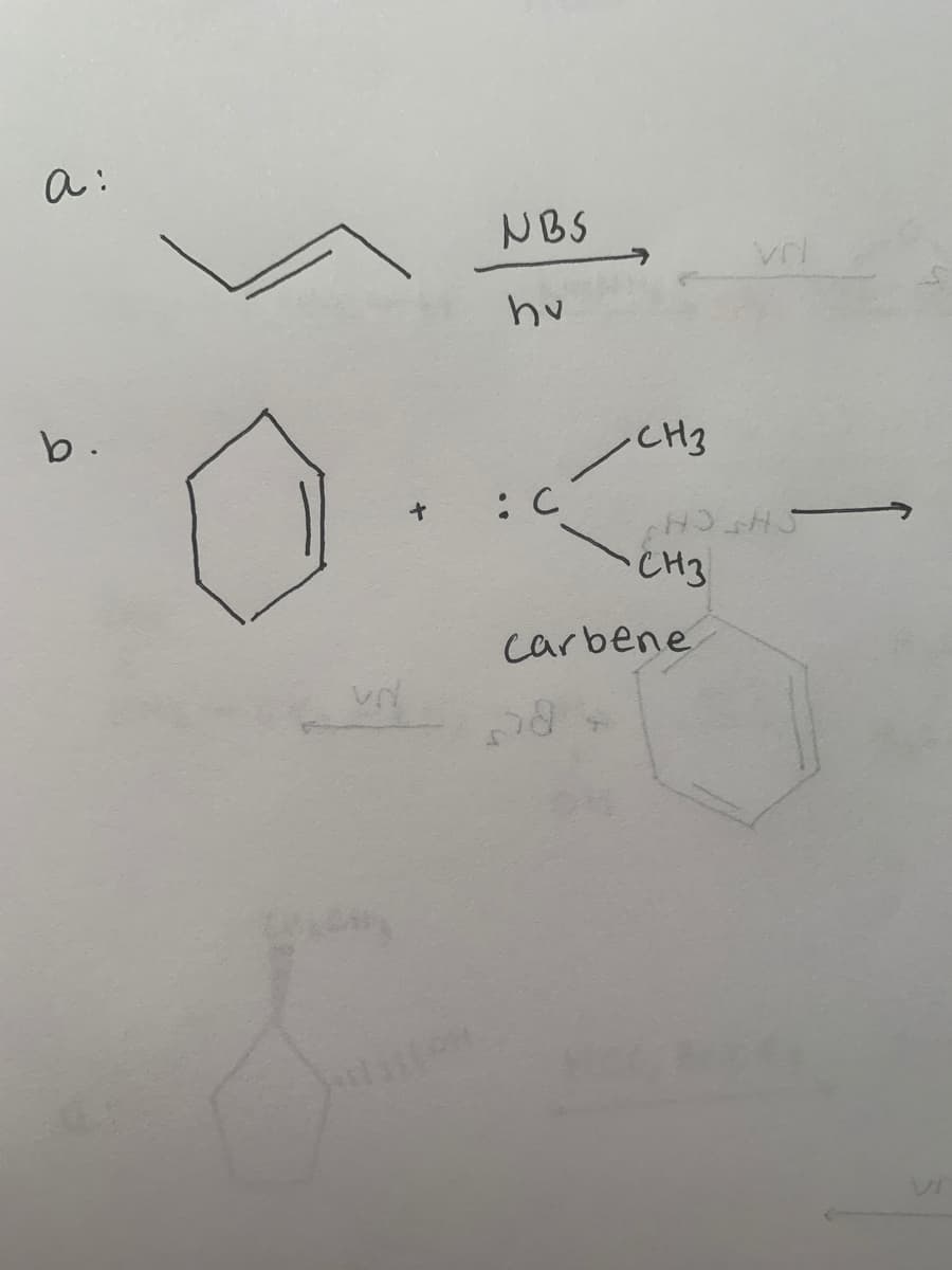 a:
NBS
hv
b.
CH3
CH3
carbene
レ
