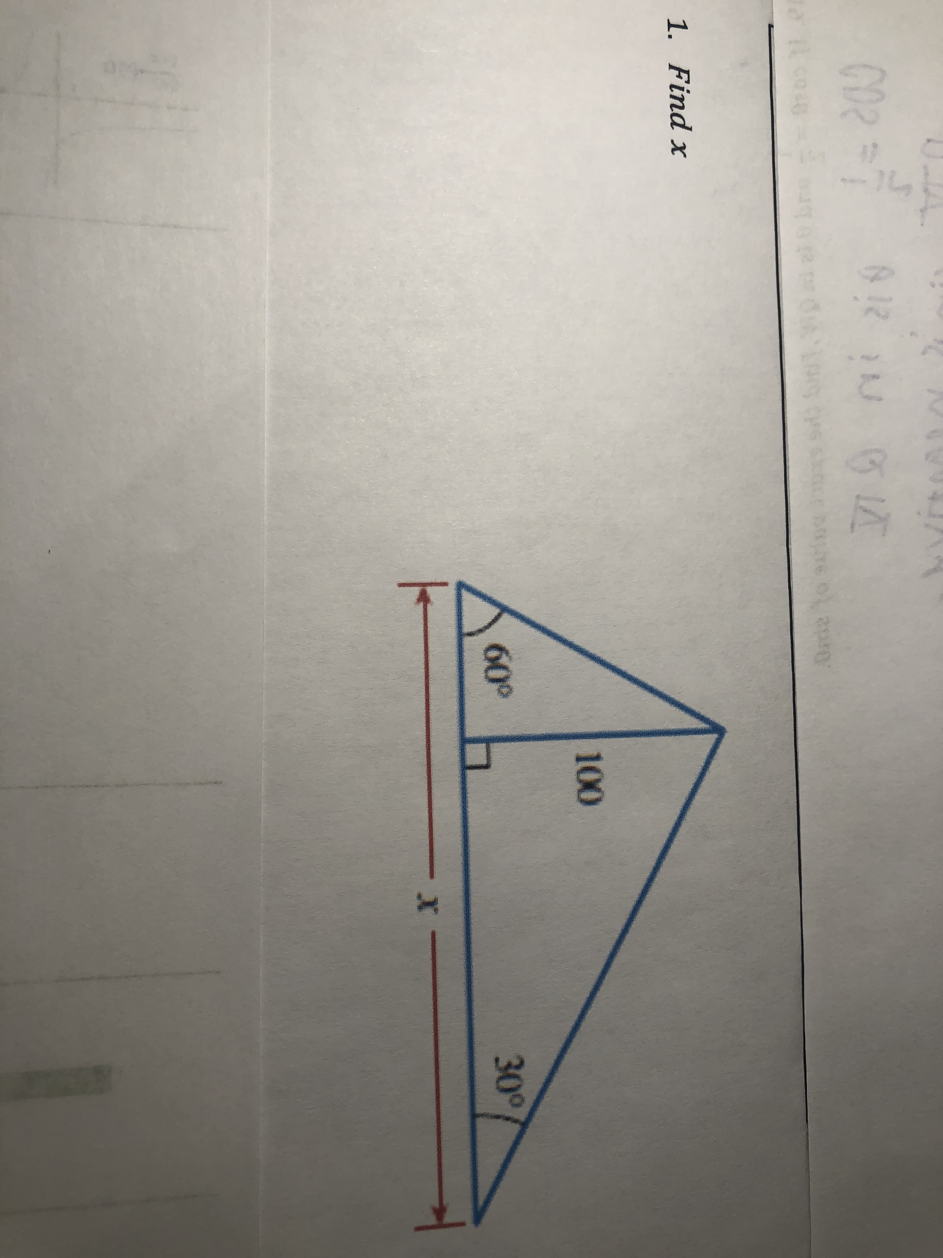 २१0
1. Find x
100
60°
30°
х
