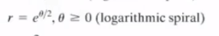 r = e"2, 0 2 0 (logarithmic spiral)
