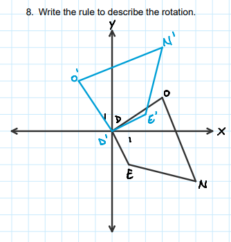 8. Write the rule to describe the rotation.
N.
