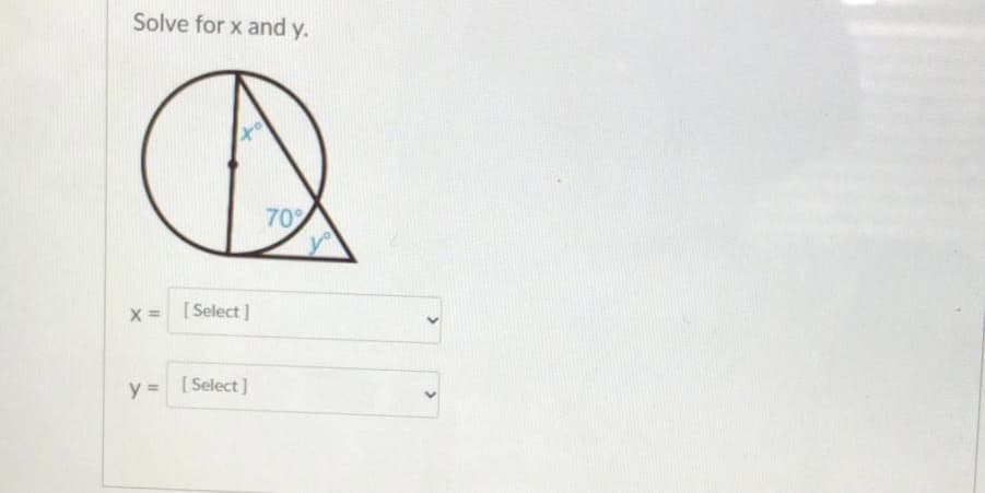 Solve for x and y.
to
70%
x = [Select ]
y = [Select]
