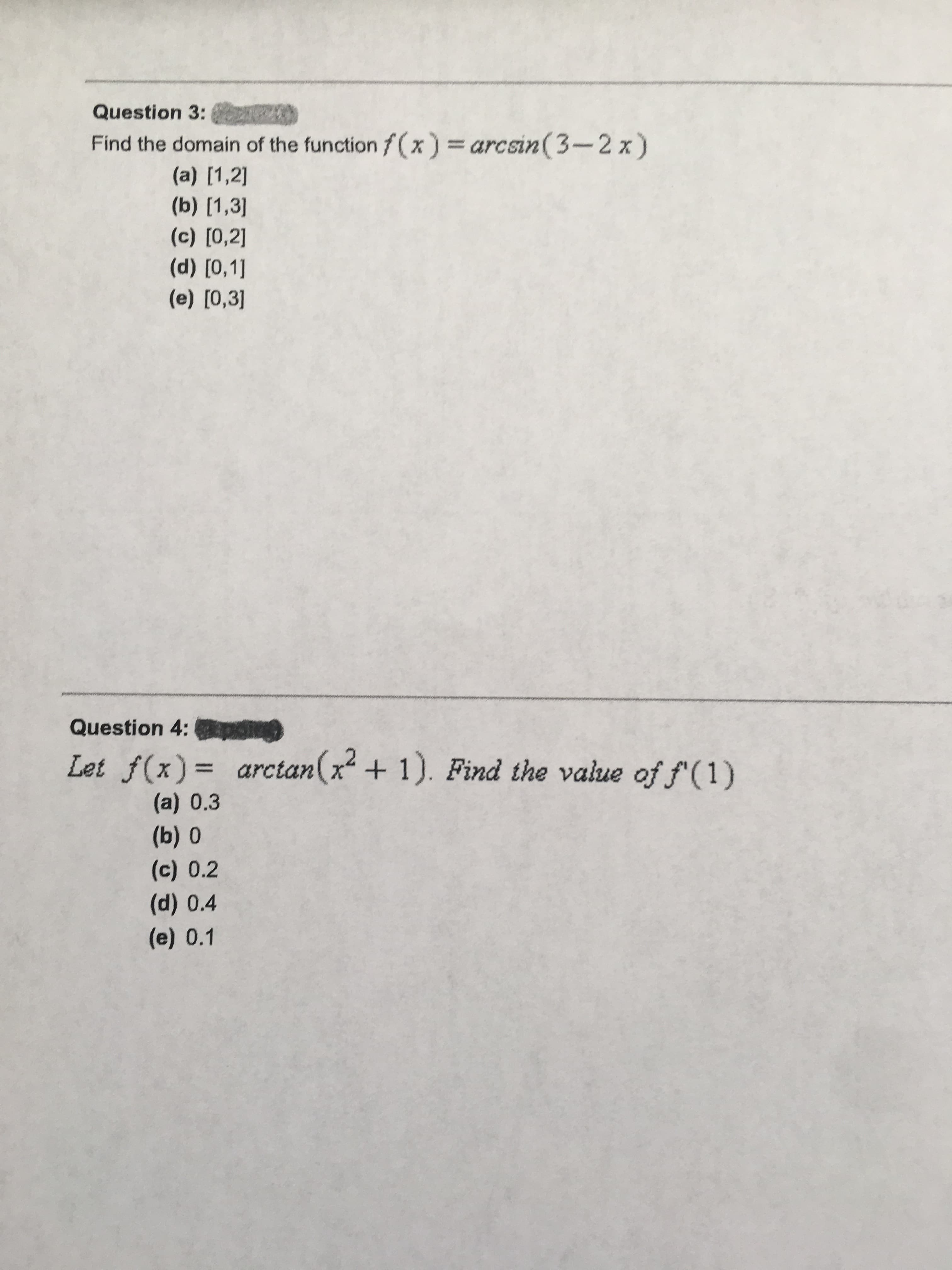 Find the domain of the function f(x) arcsin(3-2x)
