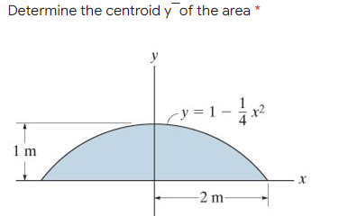 Determine the centroid y of the area
y
- y = 1
1.x²
1 m
1
-
-2 m-
X