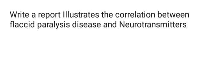 Write a report Illustrates the correlation between
flaccid paralysis disease and Neurotransmitters