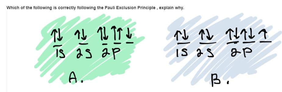 Which of the following is correctly following the Pauli Exclusion Principle , explain why.
Is as ap
IS as
B.
