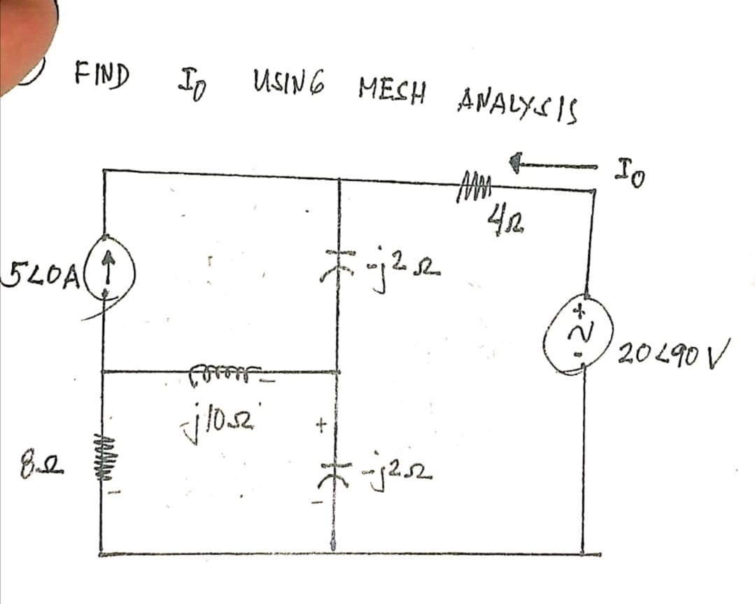 FIND
USING MESH ANALYSIS
Io
5L0A
20490 V
jlose
